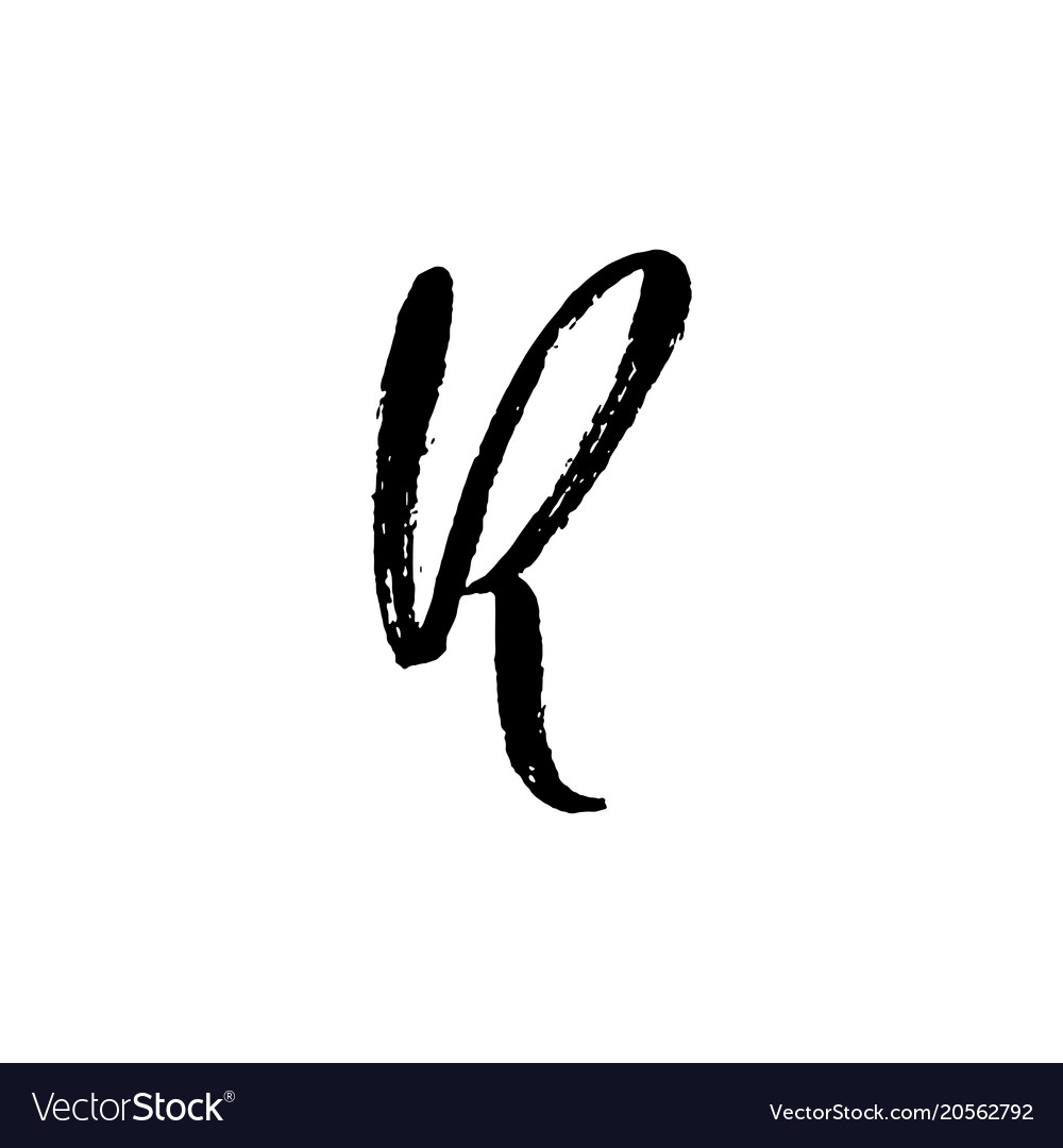 Letter r handwritten by dry brush rough strokes