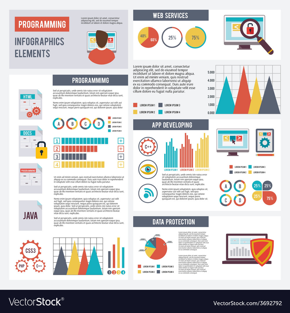 Programmer infographics set Royalty Free Vector Image