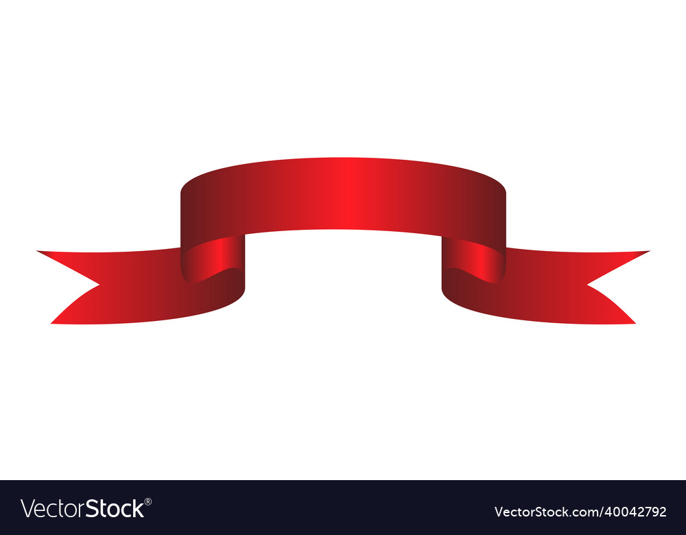 Red colorful curved ribbon on white background