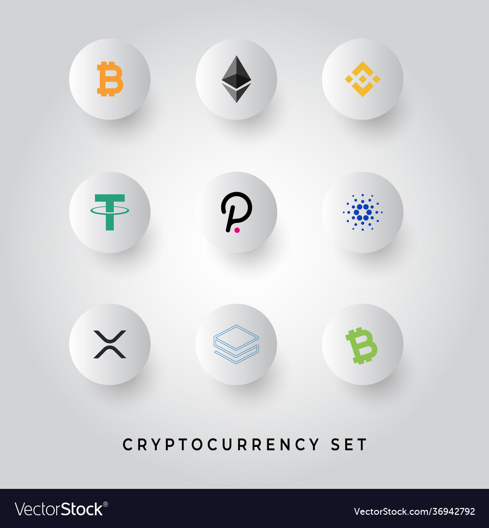 Set white and color cryptocurrency