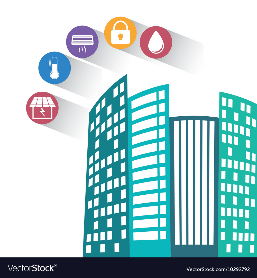 Smart city building app icon set Royalty Free Vector Image