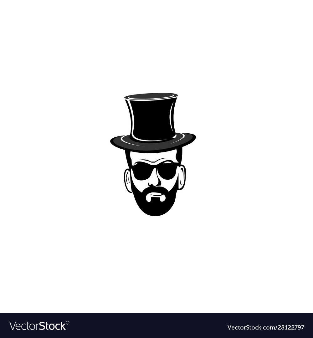 A man39s logo with magic hat isolated Royalty Free Vector