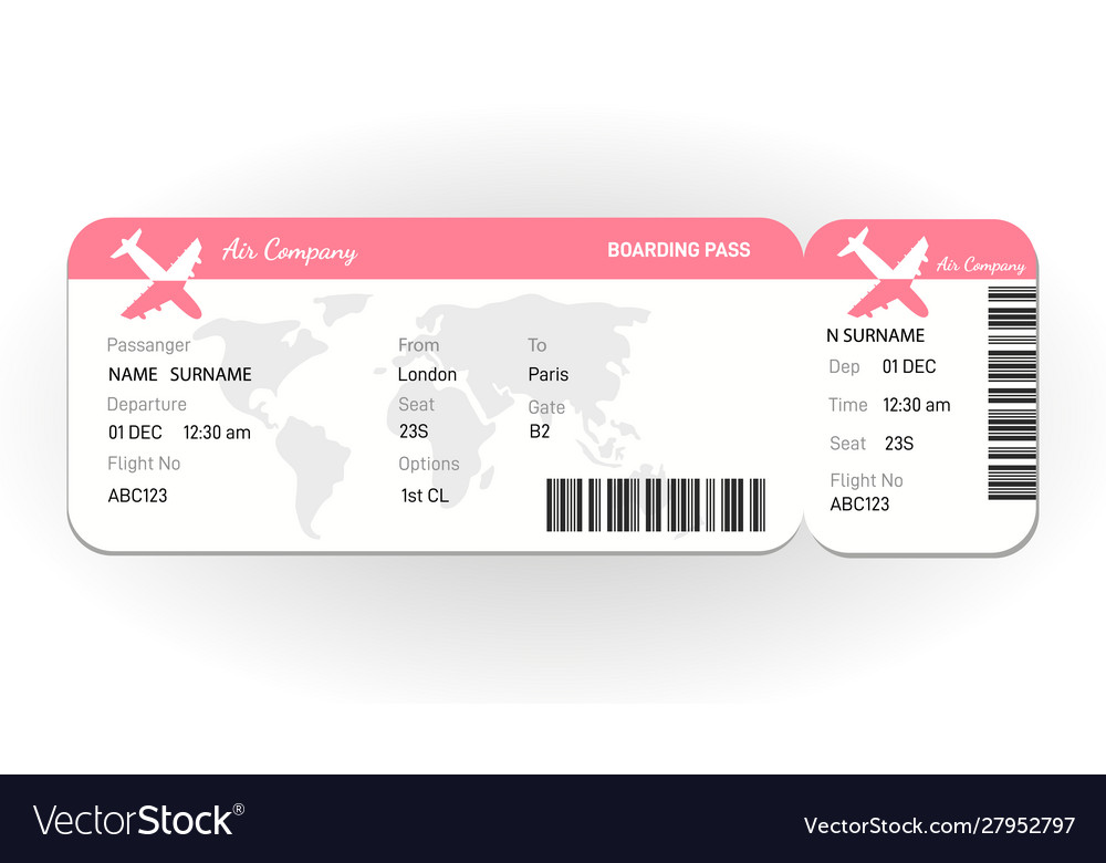 Airline boarding pass ticket Royalty Free Vector Image