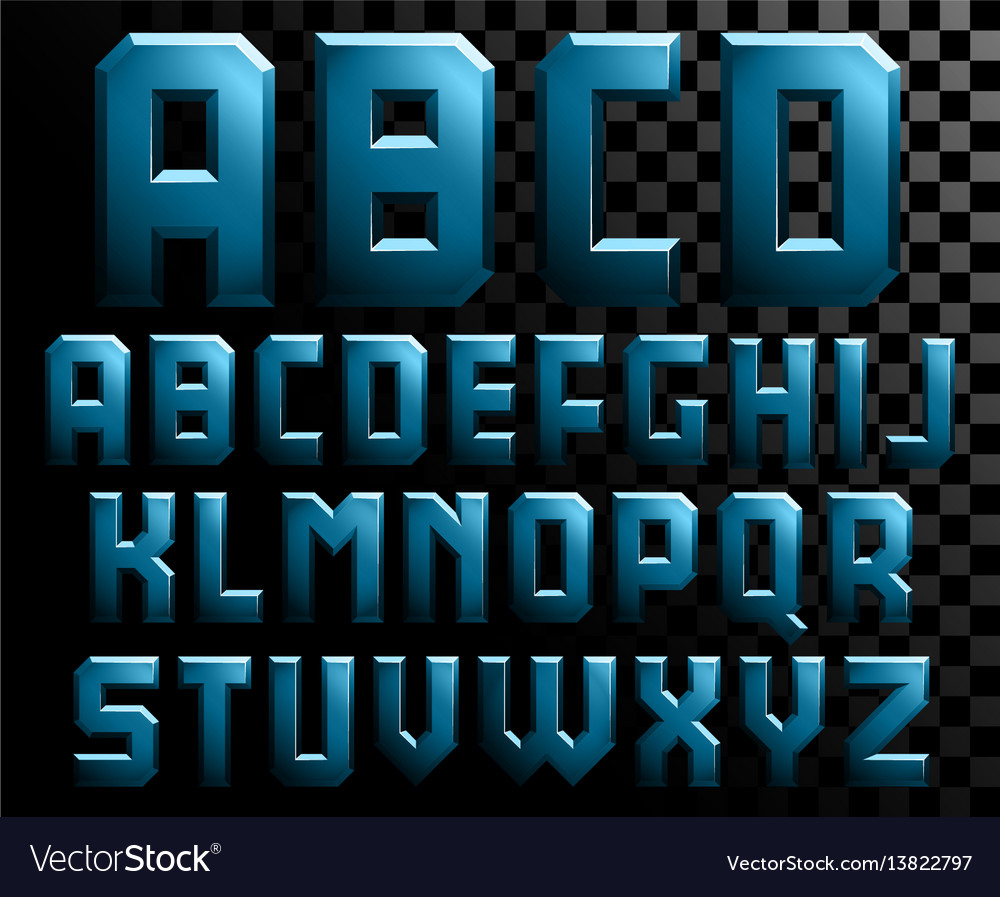 Alphabet metal letters Royalty Free Vector Image