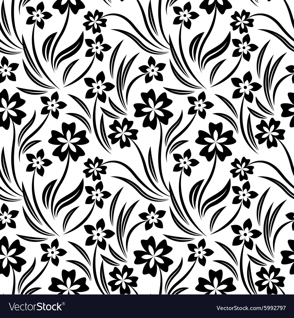 black and white flower motif