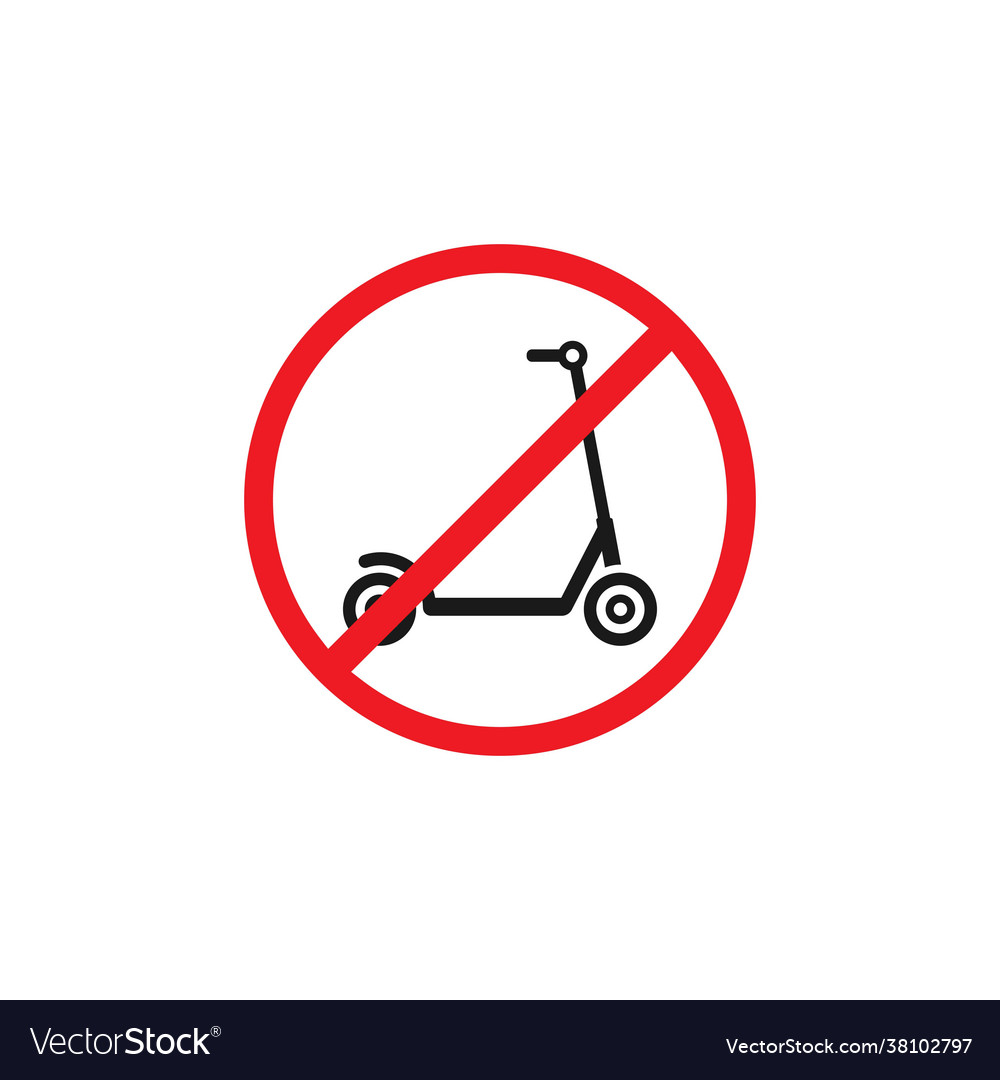 Black kick scooter or balance bike in red crossed Vector Image