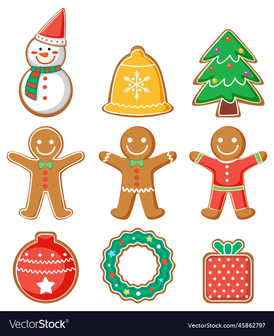 Christmas Gingerbreads Cartoon Set Royalty Free Vector Image