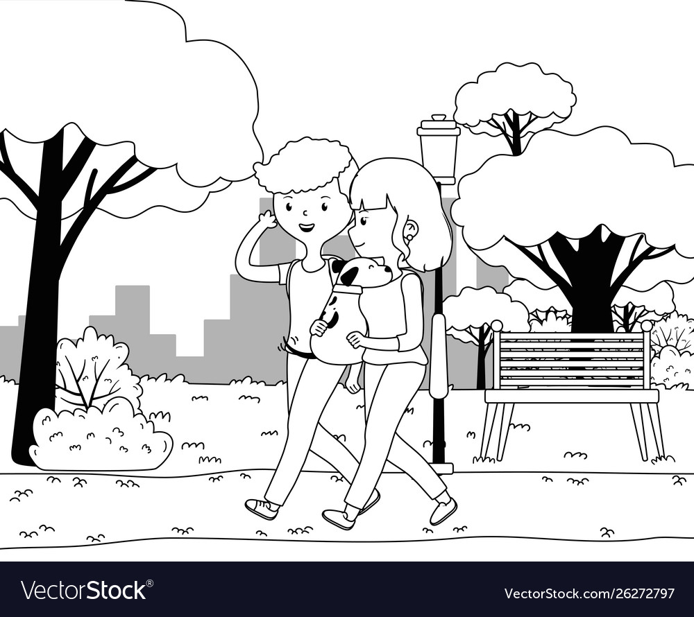 Couple boy and girl with dog design Royalty Free Vector