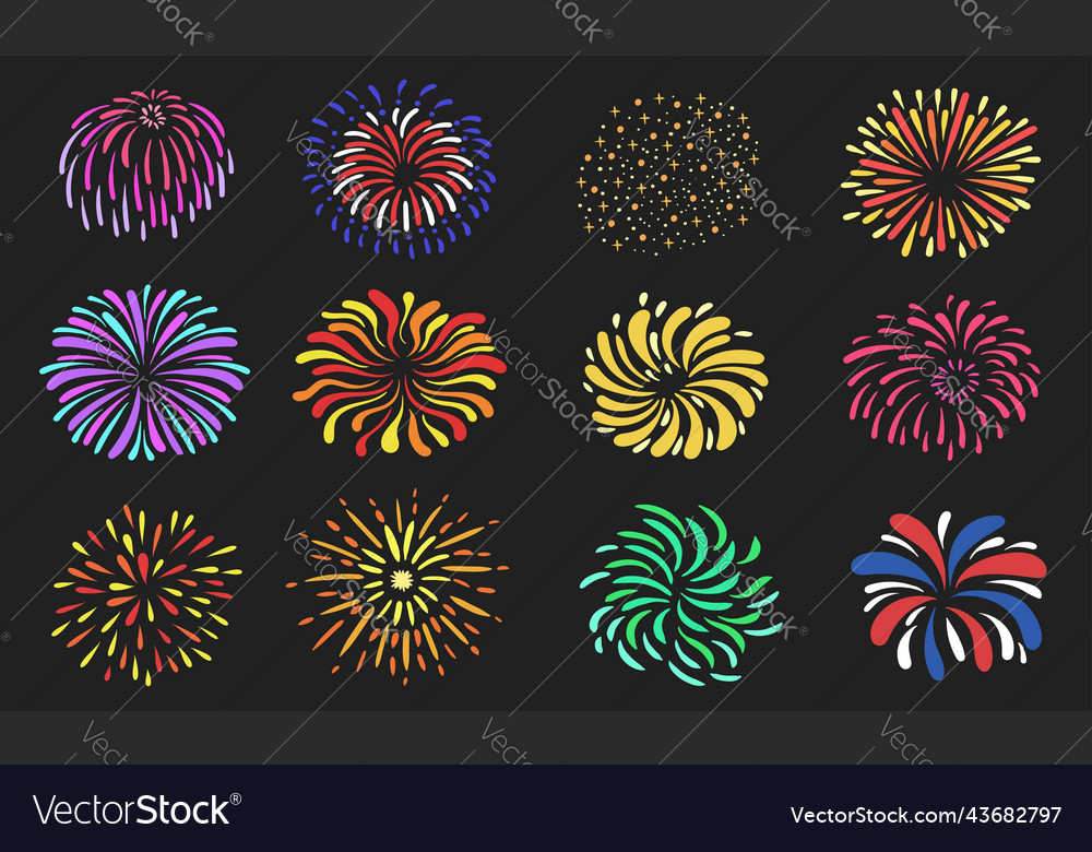 Fireworks abstract elements collection vector image Fireworks abstract elements collection