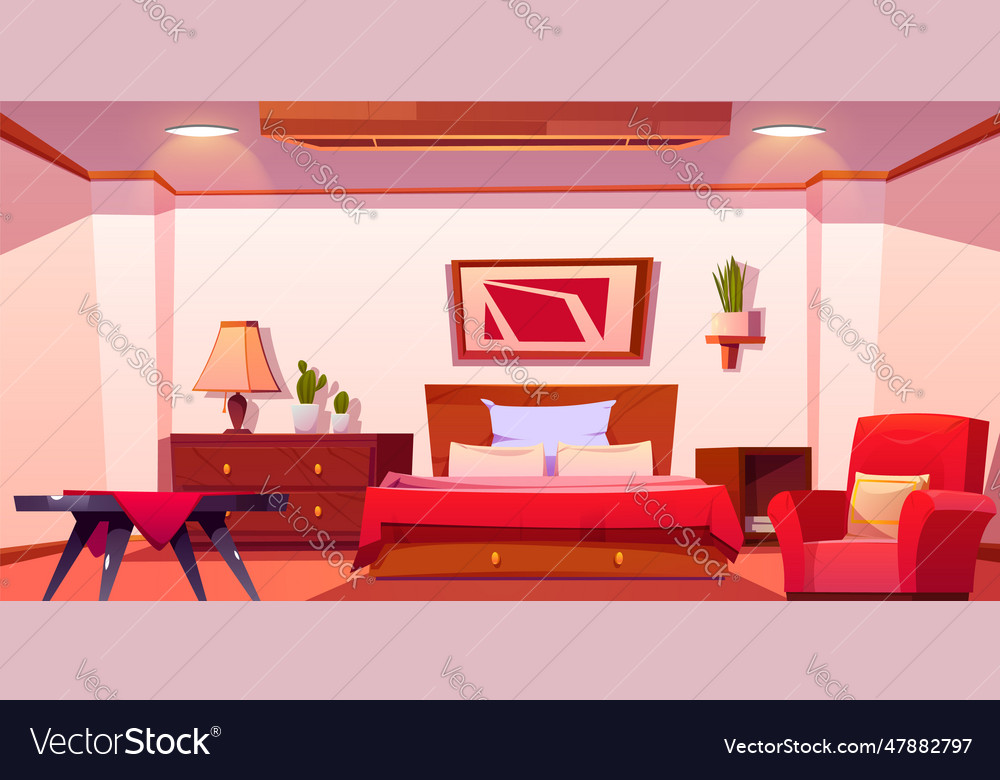 Hotel bedroom interior design Royalty Free Vector Image