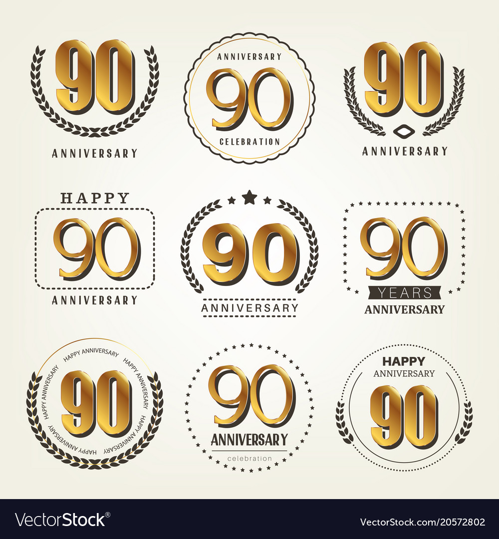 90 years anniversary logo set Royalty Free Vector Image