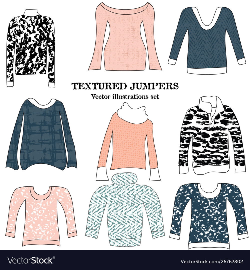 Assortment grungy textured jumpers clip art