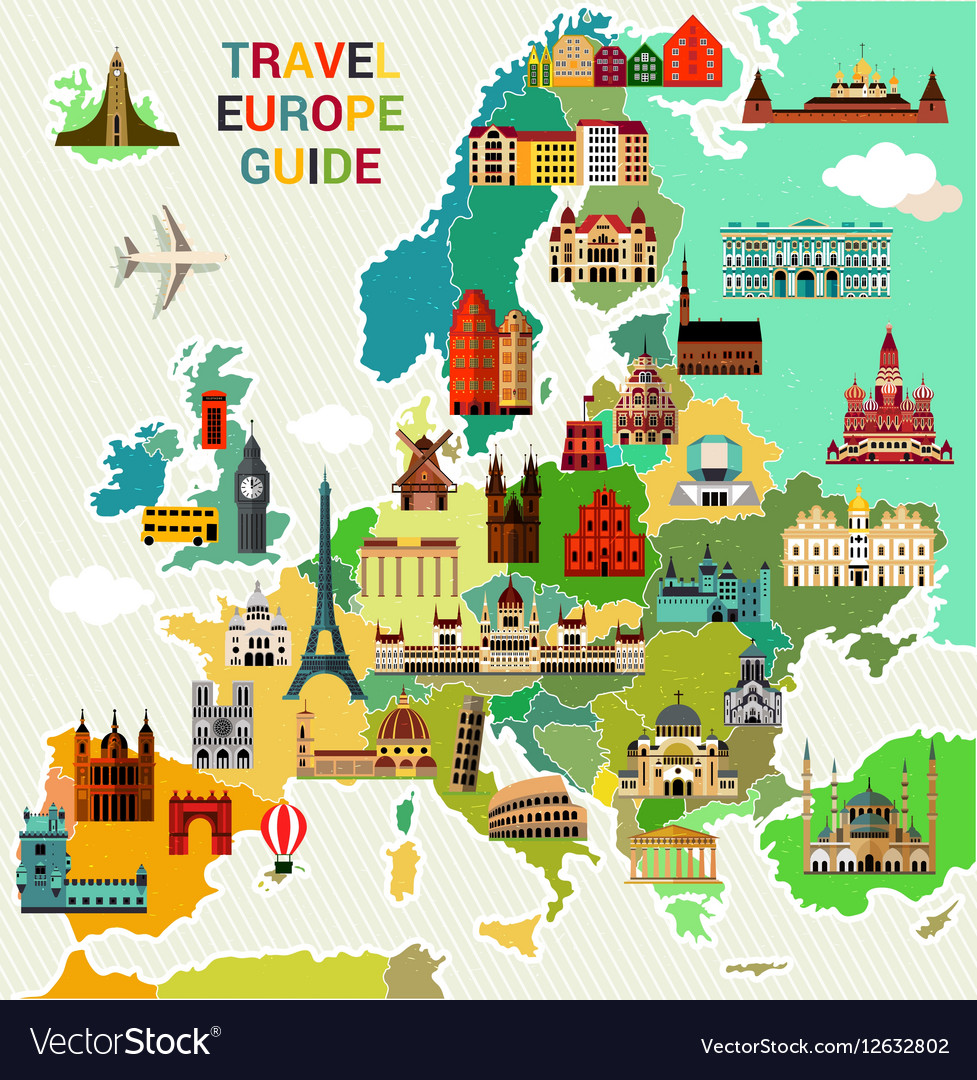 tourist map of europe with cities