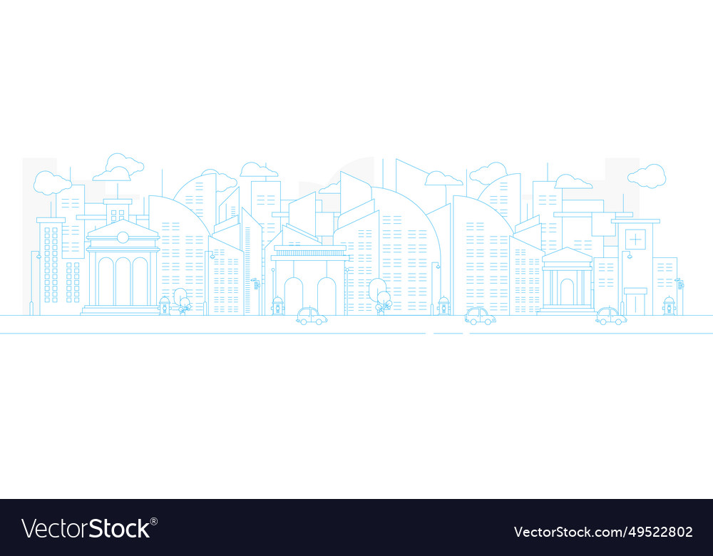 Futuristic Outline Urban Landmark Silhouette Vector Image