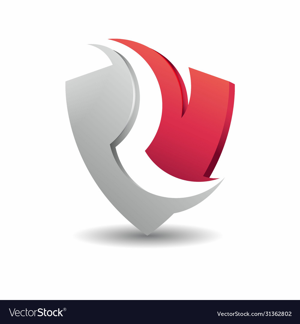 Letter r shield logo design Royalty Free Vector Image
