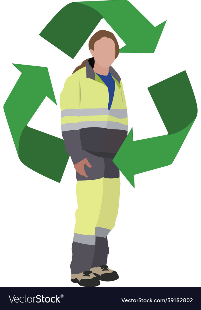 Person in ecological operator uniform with broom