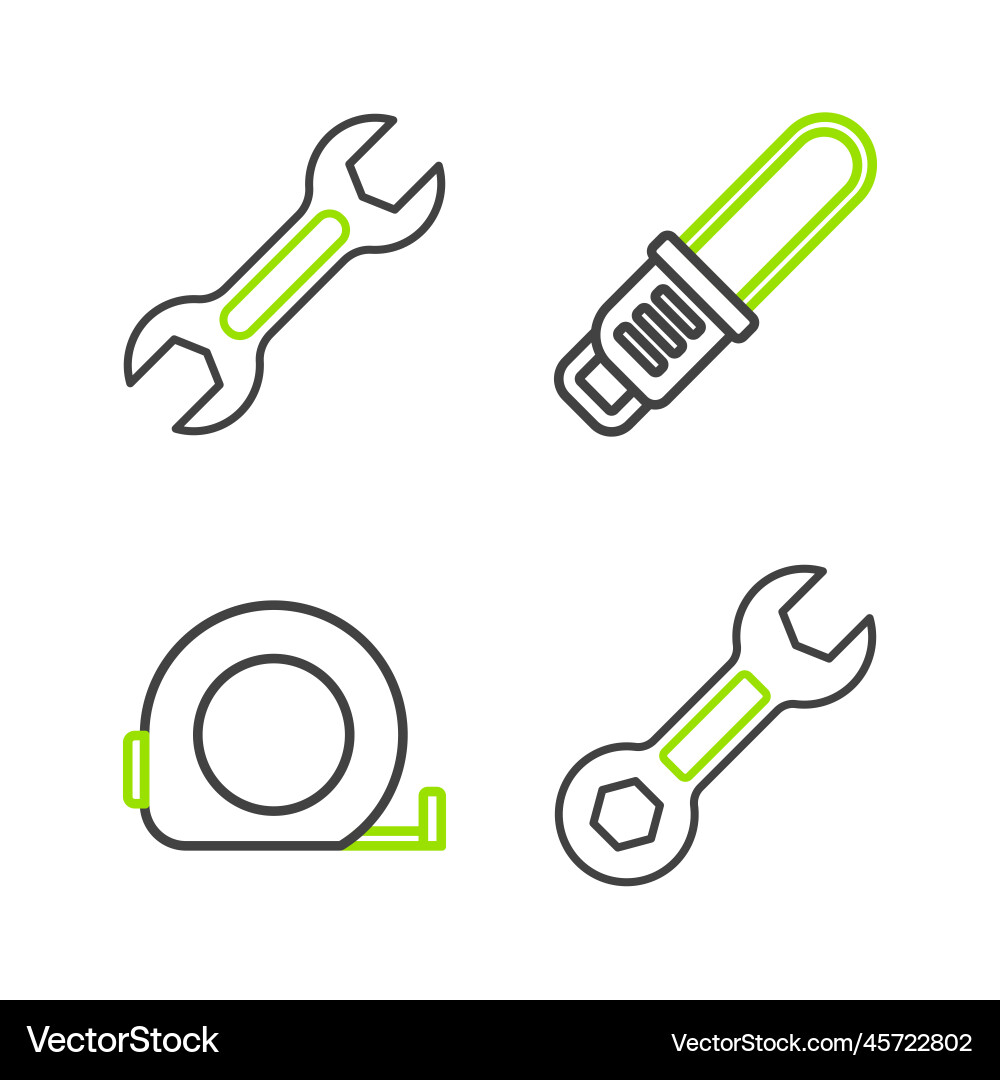 Set line wrench spanner roulette construction Vector Image