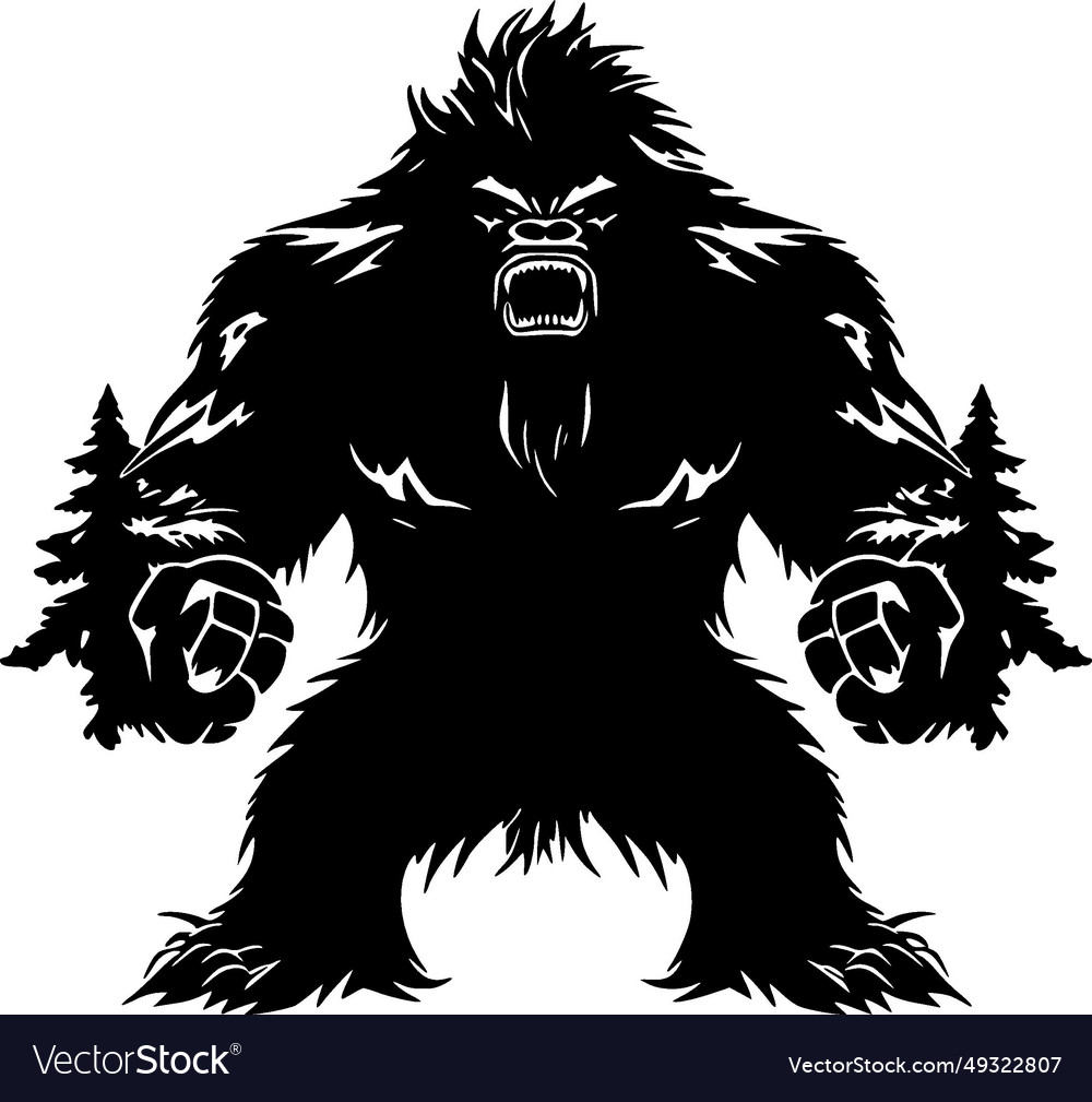 Bigfoot Black And White Royalty Free Vector Image