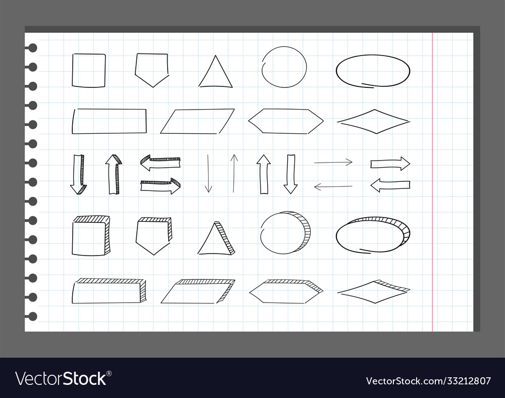 Block diagram flowchart in sketch doodle style