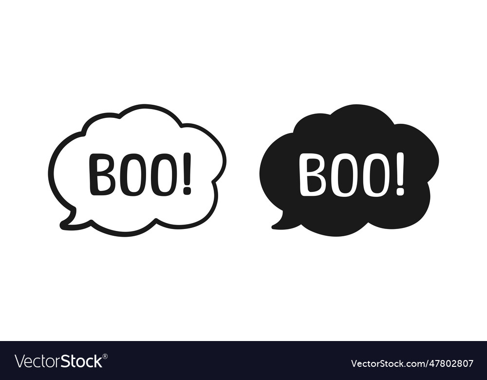 Boo text in speech bubble outline and silhouette Vector Image