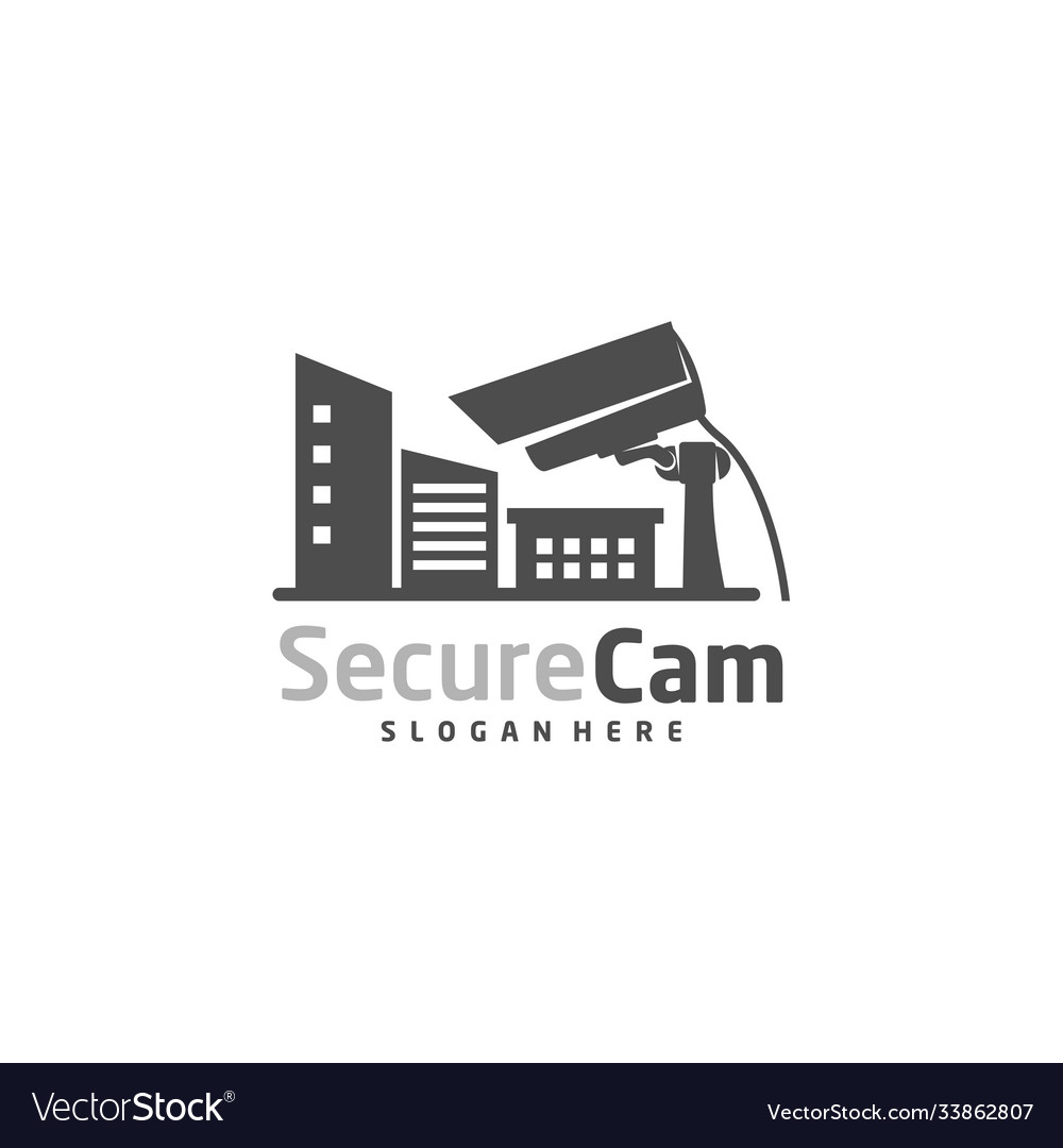 Cctv camera with city logo design template Vector Image