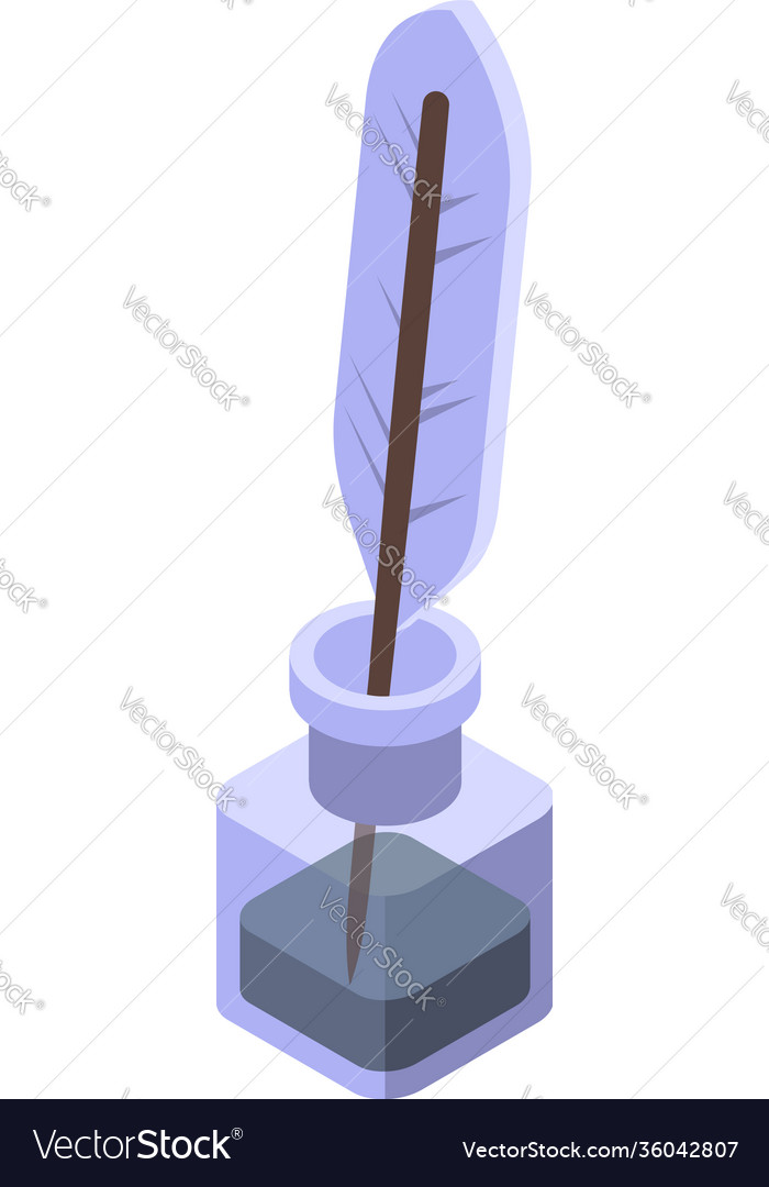 Feather pen icon isometric style Royalty Free Vector Image