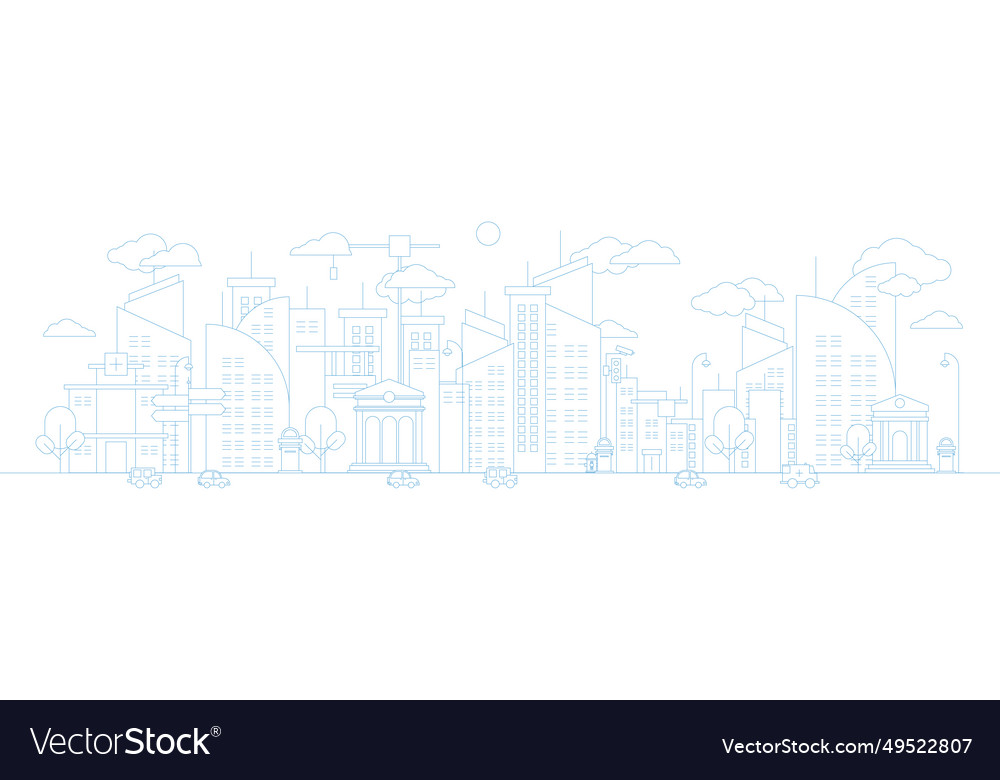 Futuristic outline urban landmark silhouette Vector Image