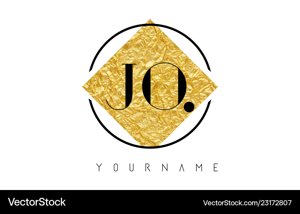 Jo Letter Logo With Golden Foil Texture Royalty Free Vector