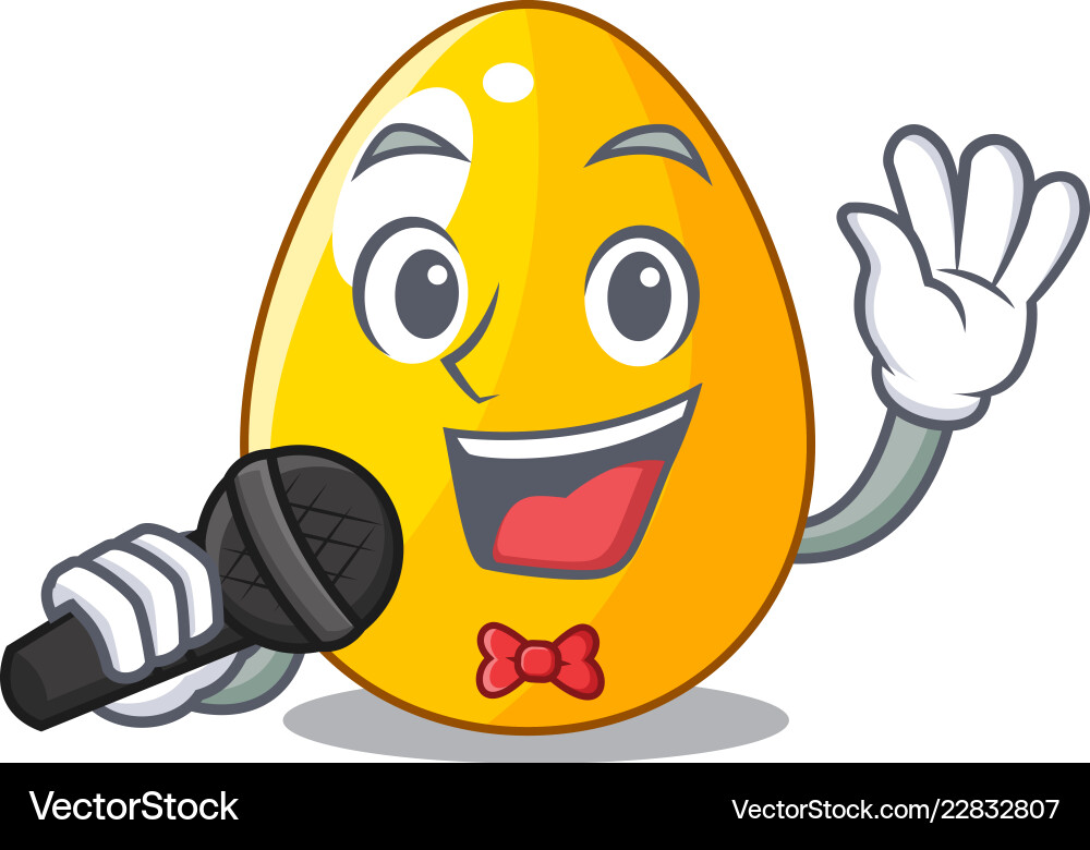 Singing Simple Gold Egg On Design Character Vector Image