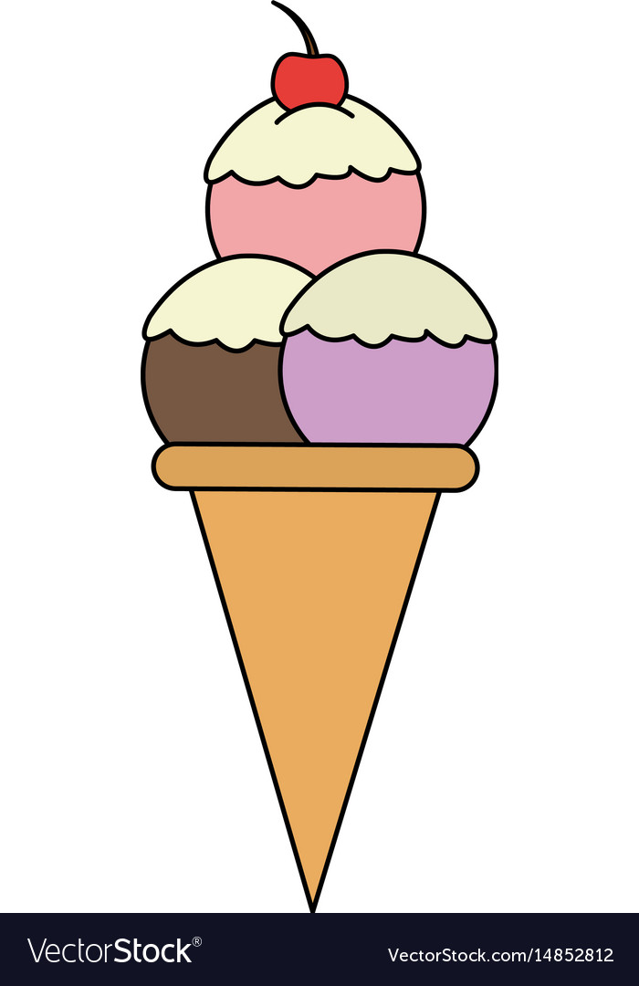 ice cream cone with three Vector Image