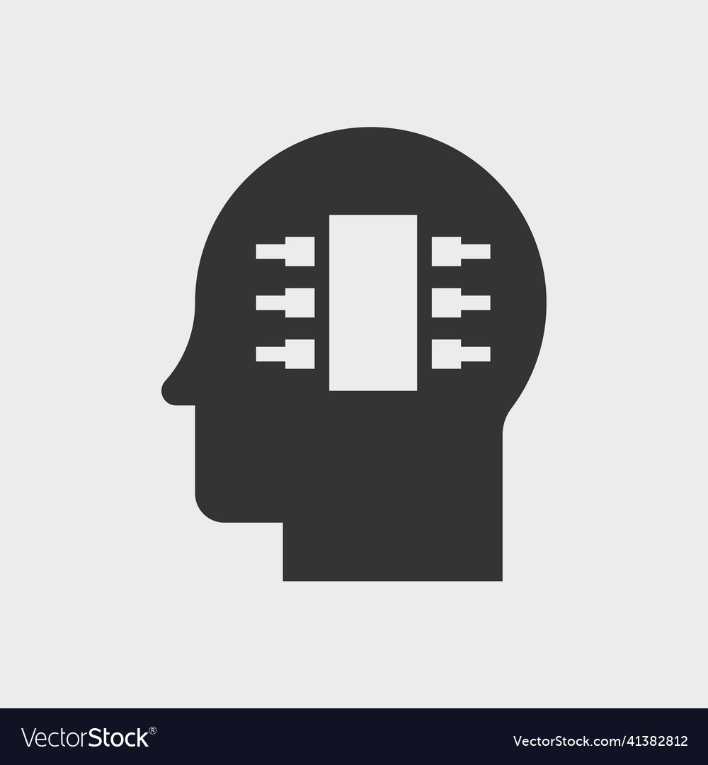 Microchip in the head simple icon