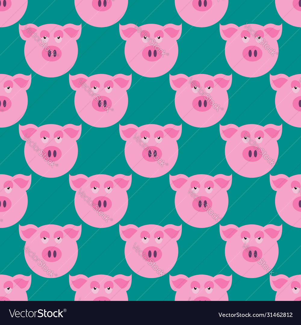 Pig head pattern on white background Royalty Free Vector