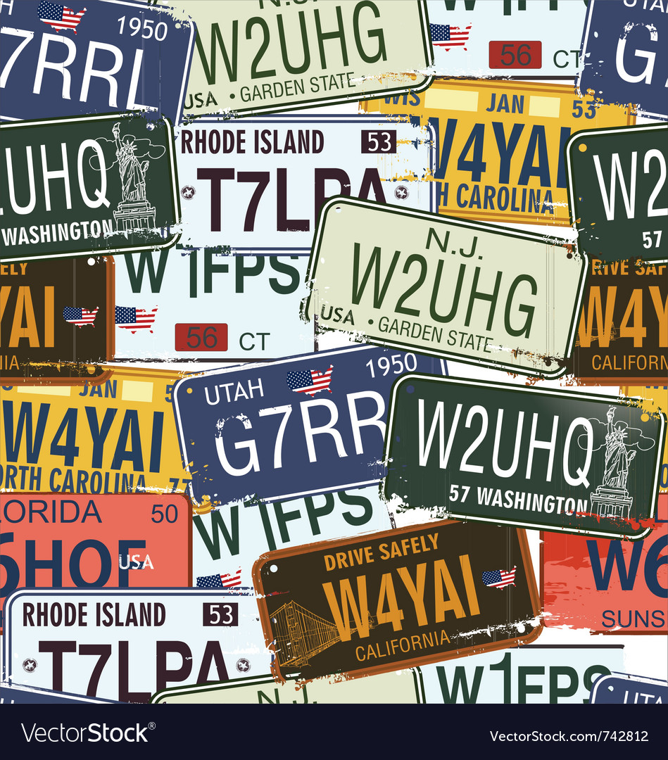 Seamless background - retro auto licence plates Vector Image