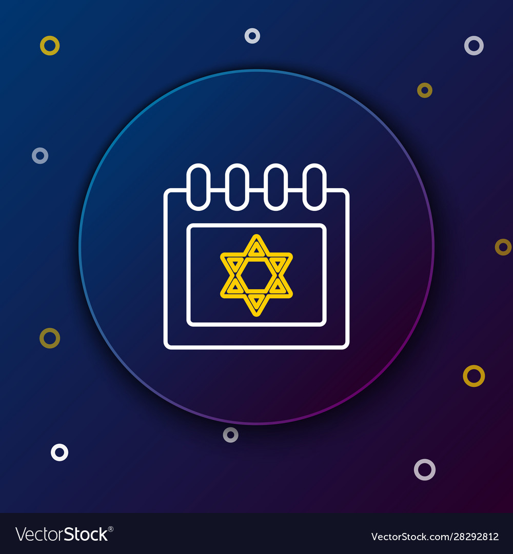 White and yellow line jewish calendar with star Vector Image