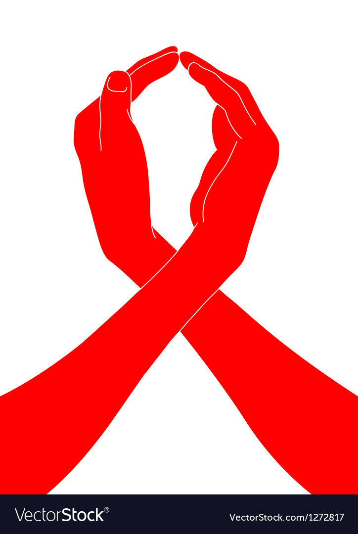 Aids Awareness Ribbon From Hands Of Royalty Free Vector 3370