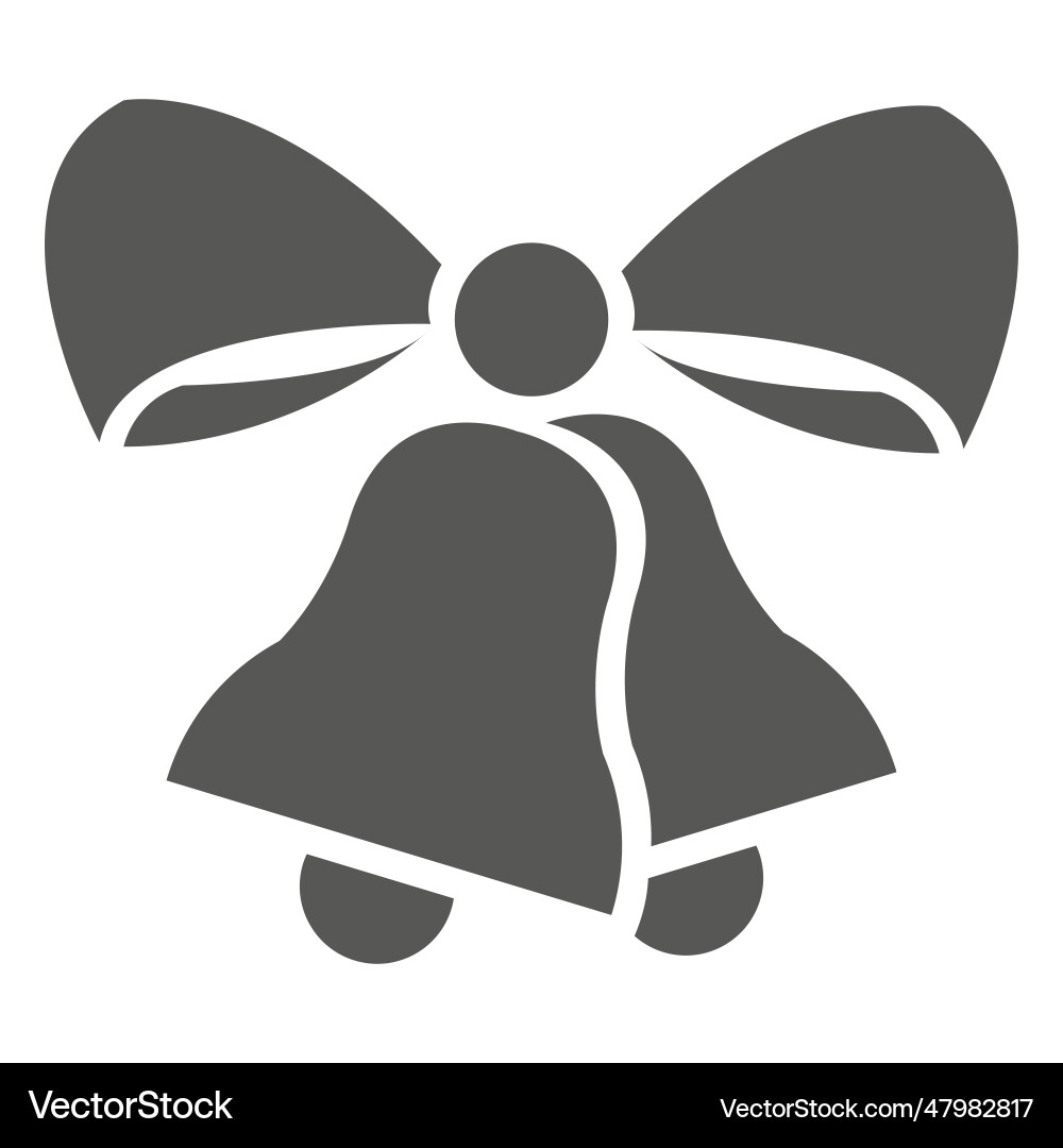 Christmas bells ribbon icon Royalty Free Vector Image