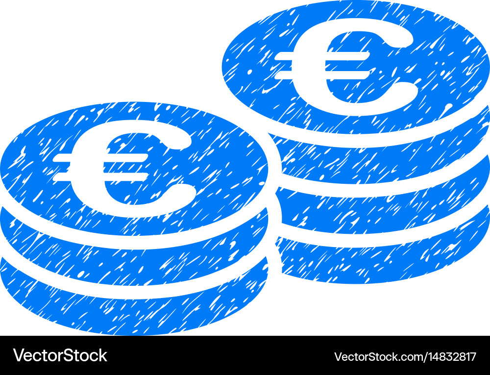 Euro coin stacks grunge icon Royalty Free Vector Image