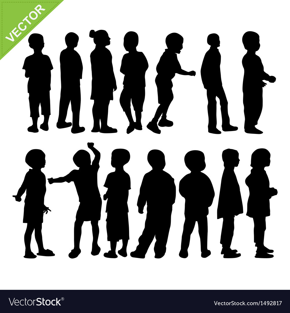 kids playing silhouette vector free