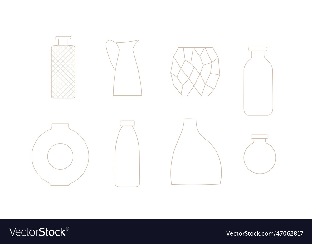 Outline vases set perfect Royalty Free Vector Image