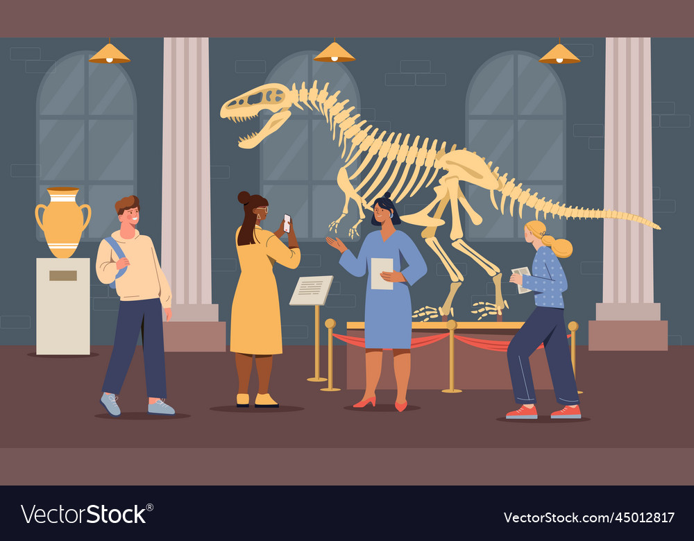 Paleontological exhibition concept Royalty Free Vector Image