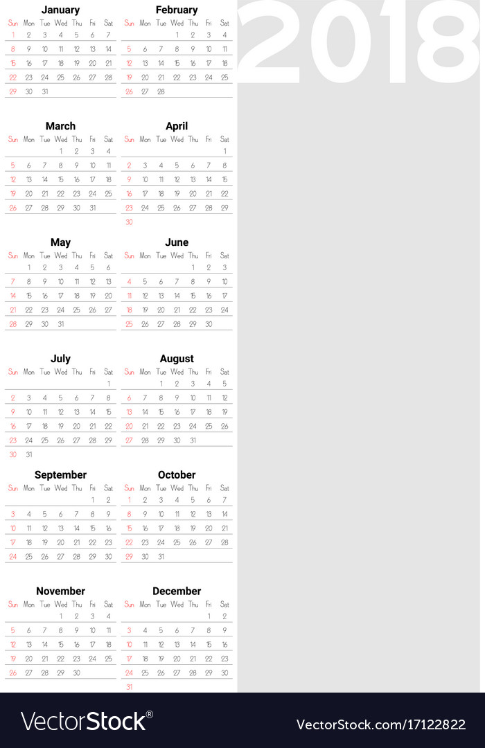 Calendar of 2018 year planner design template Vector Image