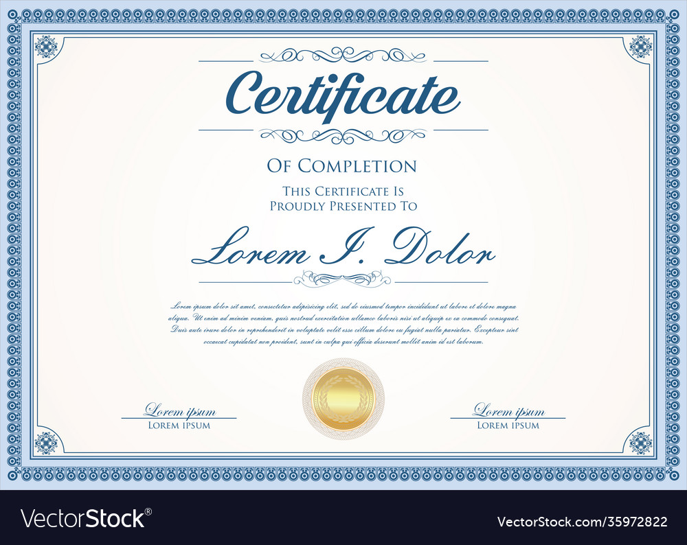 Certificate or diploma retro design template Vector Image