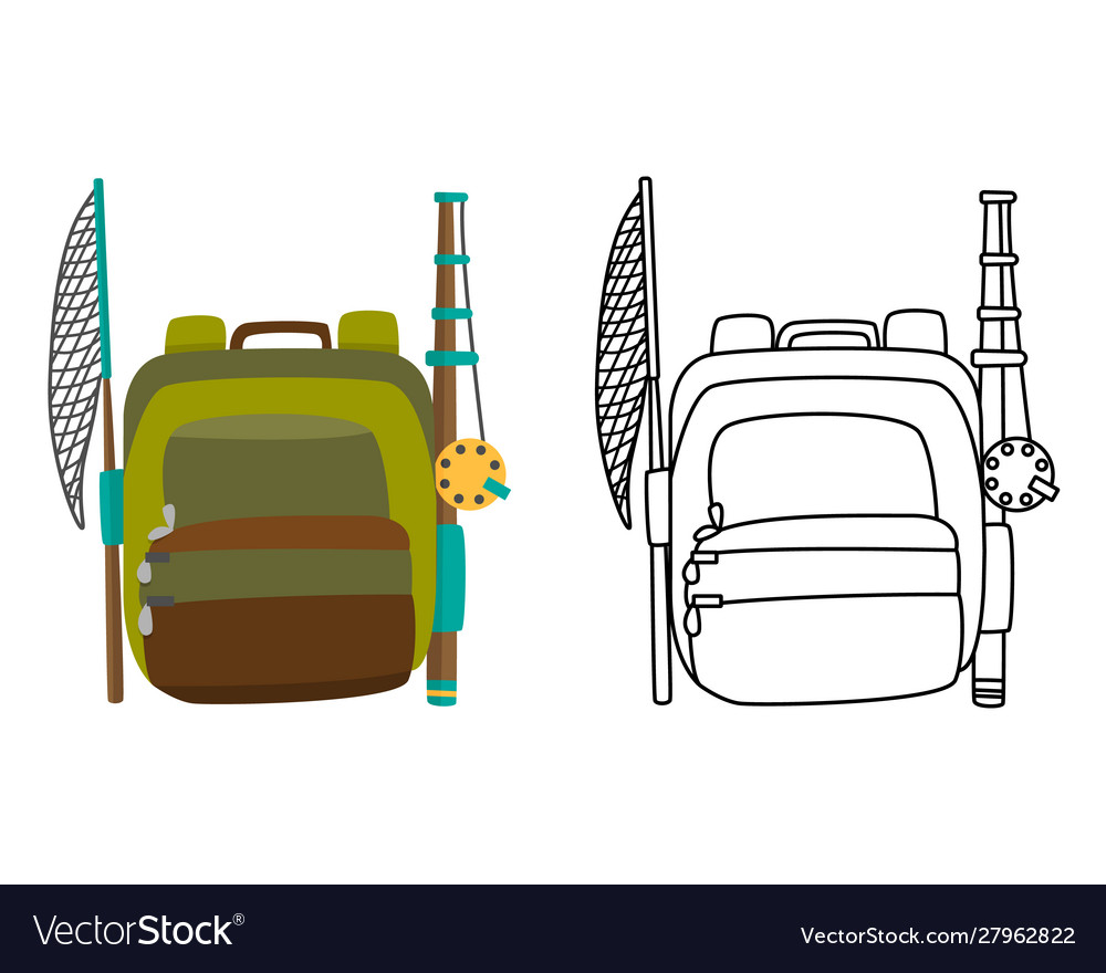 Colorful camping backpack in flat design