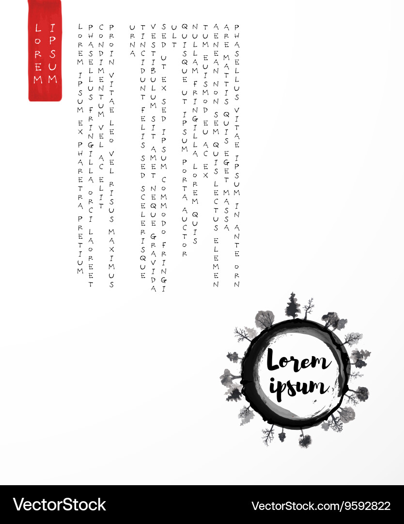 Design template with zen circle trees Royalty Free Vector