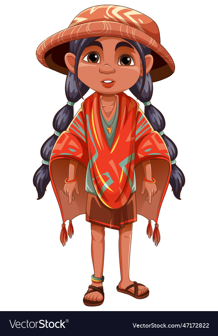 Girl wearing native american outfit Royalty Free Vector