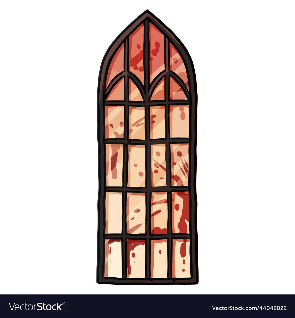Gothic window doodle vampire stained glass Vector Image