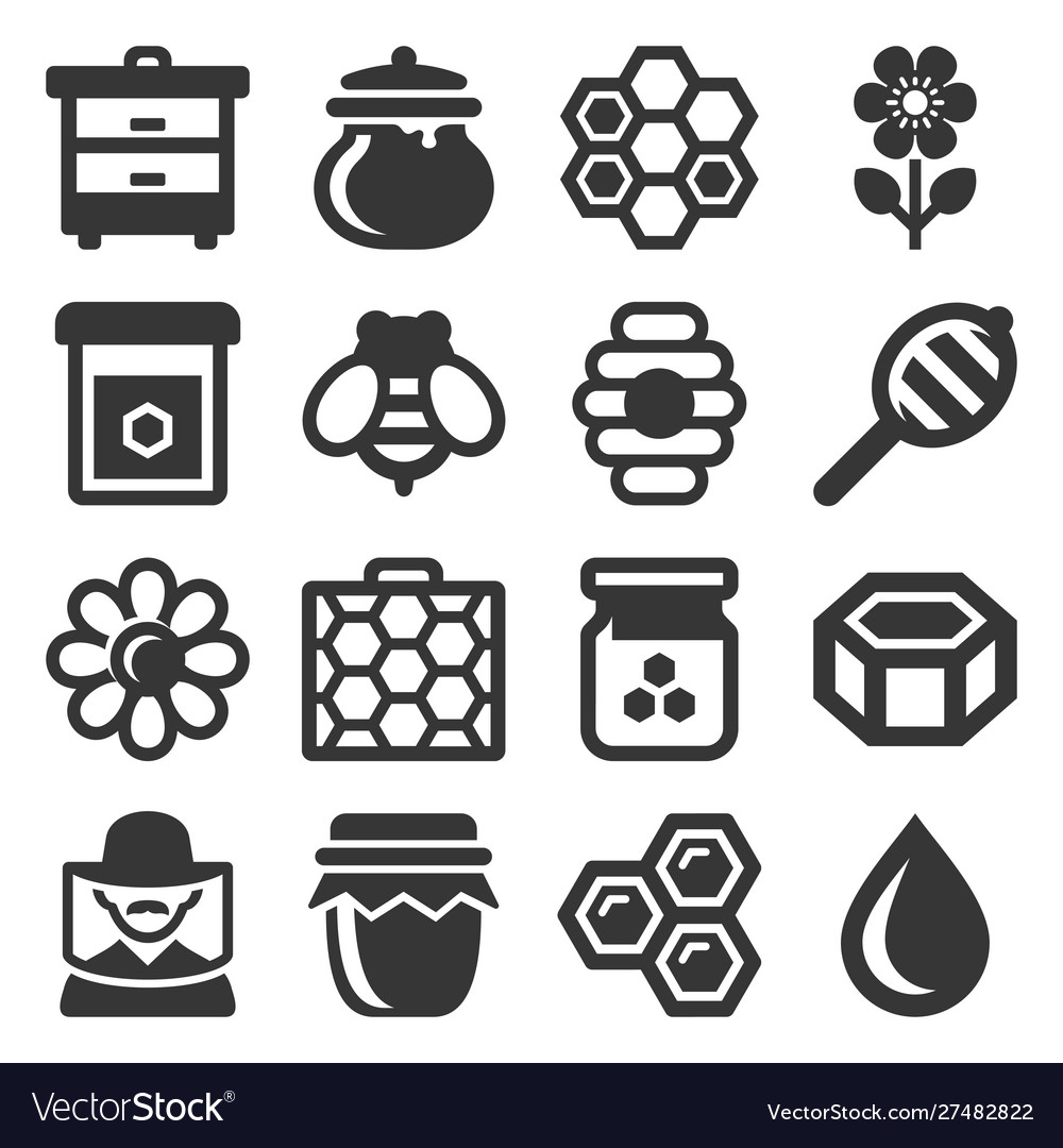 Honey icons set on white background Royalty Free Vector