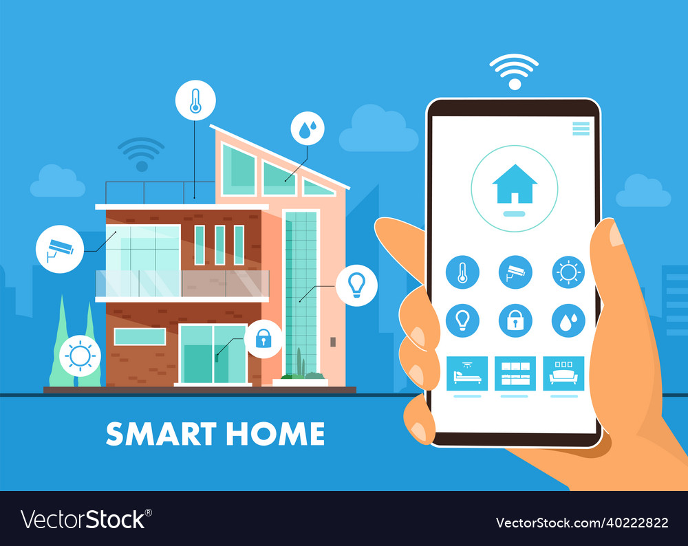 Internet of things smart home technology system Vector Image