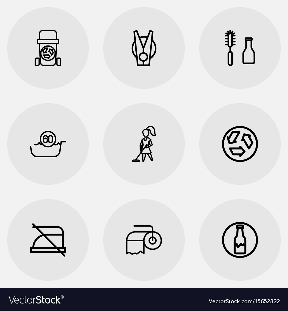 Set of 9 editable cleaning icons includes symbols Vector Image