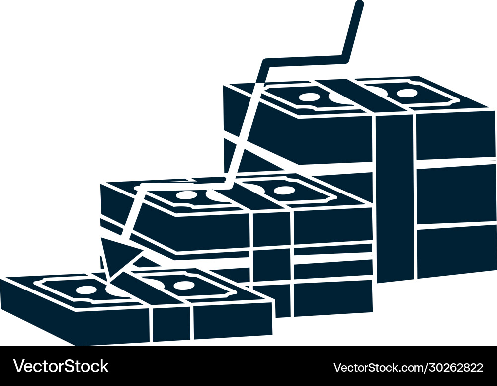 Wad money bills with decrease financial arrow Vector Image